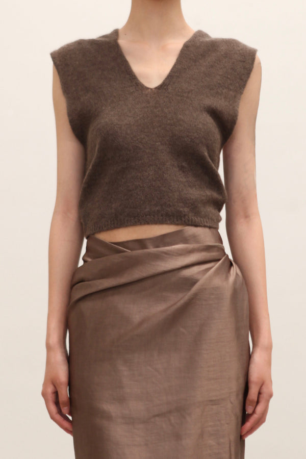 Cortana 25 Early Fall Luxury Top Vest CTN-PF25-K5163-DARK TAUPE